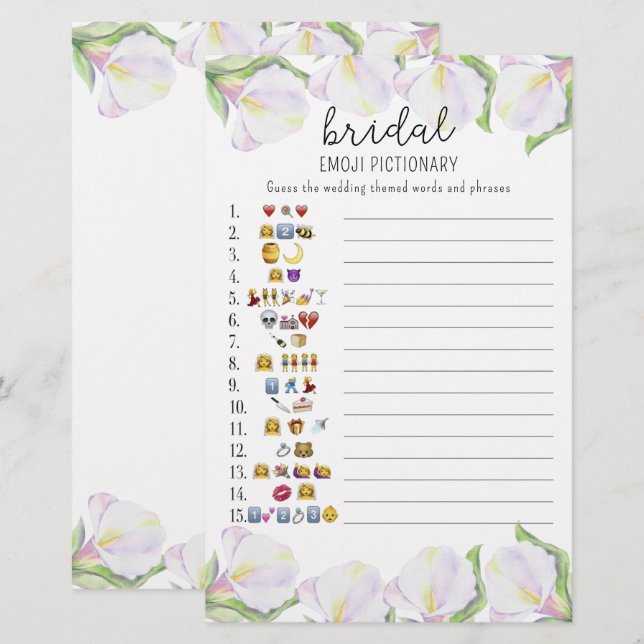 Flores - jogo de adivinhação de emoji de chá de no (Frente/Verso)