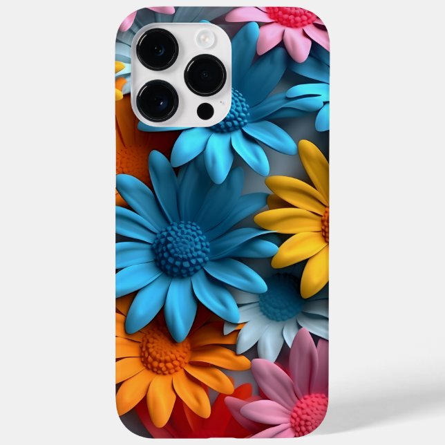 FLÔRES LARANJA AZUL ROSA BRANCO VISUAL 3D (Verso)