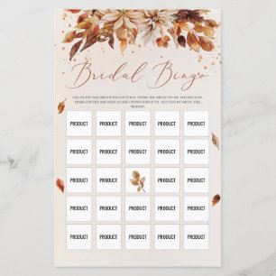 Flores Laranja de outono Boho Bridal Bingo