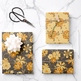 Flores Laranja Douradas Amarelas Elegantes Em Cast