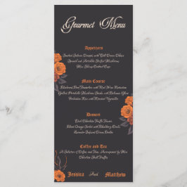 Flores laranja elegante menu simples gourmet