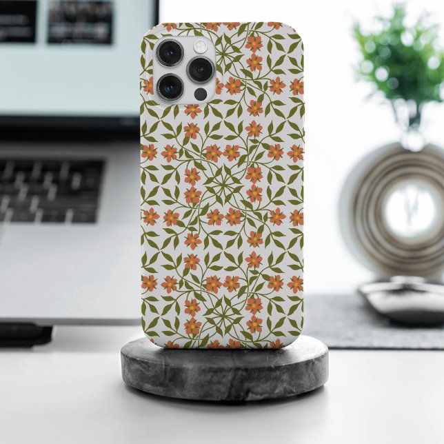 Flores Laranja, Padrão Floral, Verdura, Boho (Criador carregado)