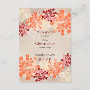 Flores Laranja Vermelhas e Cremes RSVP de Casament