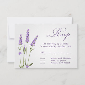 Flores lavandas roxas RSVP de Casamento