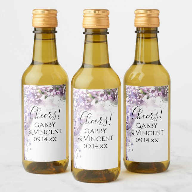 Flores Liláticas Roxas Marca de Vinho de Casamento (Garrafas)