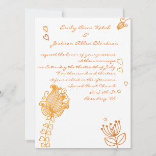 Flores lunáticas que Wedding o convite - laranja