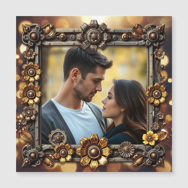 Flores Metálicas Foto Personalizada Steampunk (Frente)
