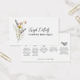 Flores Minimalistas Cartão de Cuidados de Florista