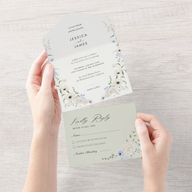Flores Minimalistas | RSVP de Descolagem | Casamen (Aba destacável)