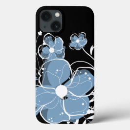 Flores Modernas Azul e Branco