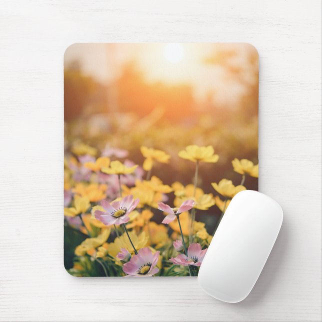 Flores no mouse pad (Com mouse)