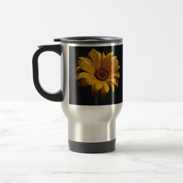 flores orvalho chuva caneca de viagem de alumínio (Esquerda)