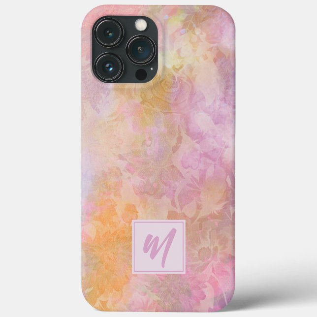 Flores Pastéis Com Monograma De Letra Elegante (Verso)