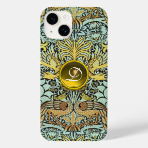 FLORES, PAVÕES E MONOGRAMA AMARELO DA GEMA DOS