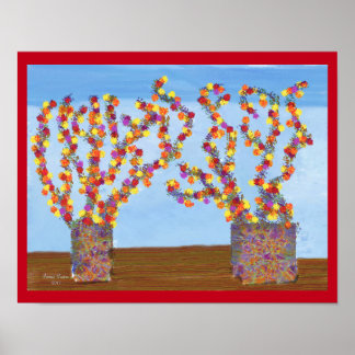 Flores poster de cor arco-íris