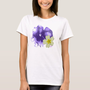 Flores Púrpuras E Amarelas Bella Camisa Flutuante