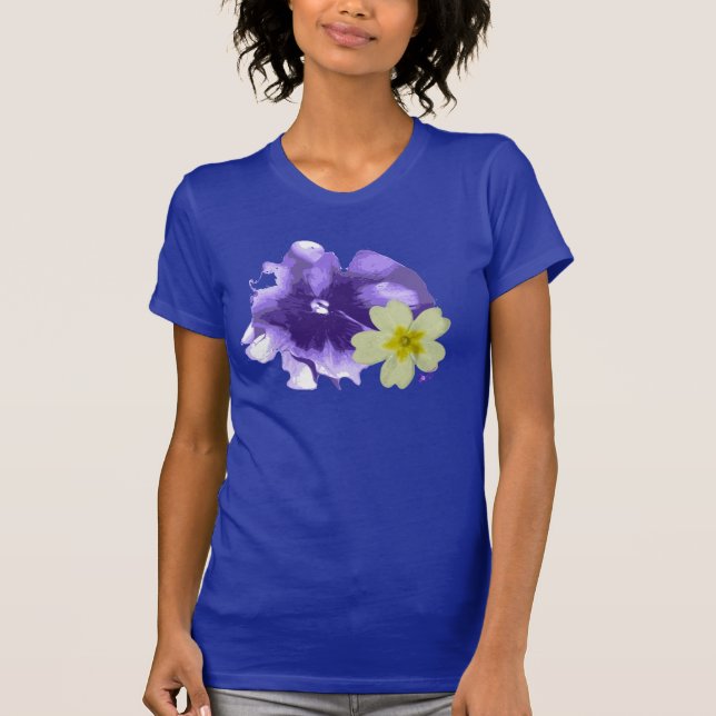 Flores Púrpuras e Amarelas Cosas T-Shirt Bela Jers (Frente)