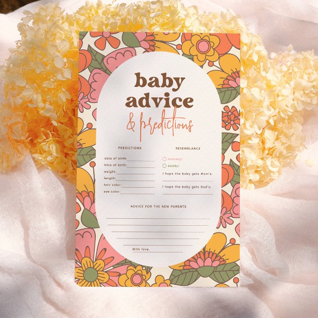Flores Retro Groovy Dicas e Previsões para Bebês (Criador carregado)