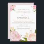 Flores Românticas De Aquarela Convite De Casamento<br><div class="desc">Convite de casamento Whimsical com lindas ilustrações aquáticas de peonias e rosa. Isto é parte de uma suíte de casamento. Itens correspondentes estão disponíveis.</div>