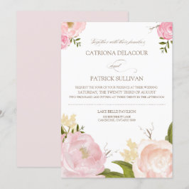 Flores Românticas De Aquarela Convite De Casamento