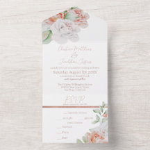 Flores Românticas de Aquarela em Bege e Branco