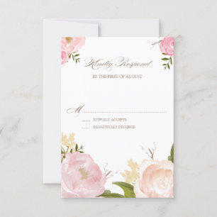 Flores Românticas De Aquarela Placa RSVP De Casame