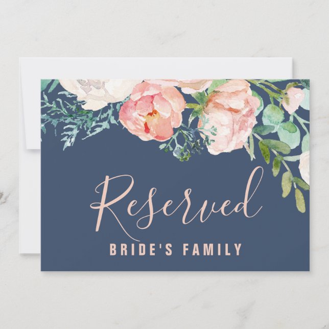 Flores Românticas de Peônias | Blue Reserved Sign (Frente)