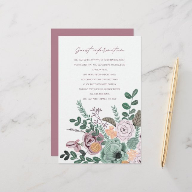 Flores românticas pintadas manualmente Informações (Frente/Verso In Situ)