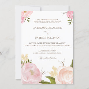 Flores Românticas Por Aquarela Convite De Casament