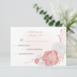 Flores românticas, rosa e brancas, RSVP ca botânic