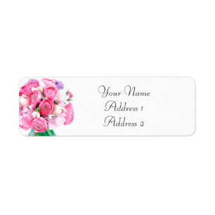 Flores Rosa Avery Etiquetas de Endereço