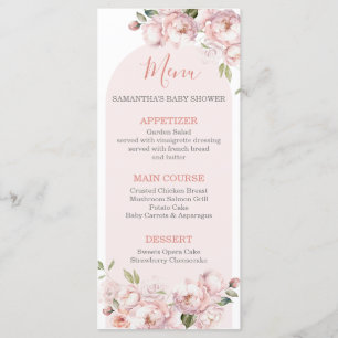 Flores Rosa Bebê Chá de fraldas no Bloom Menu