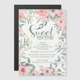 Flores Rosa Bege Folhas Verde Sage Sweet 16