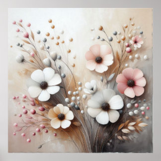 Flores Rosa-bege Moderno 39 Poster