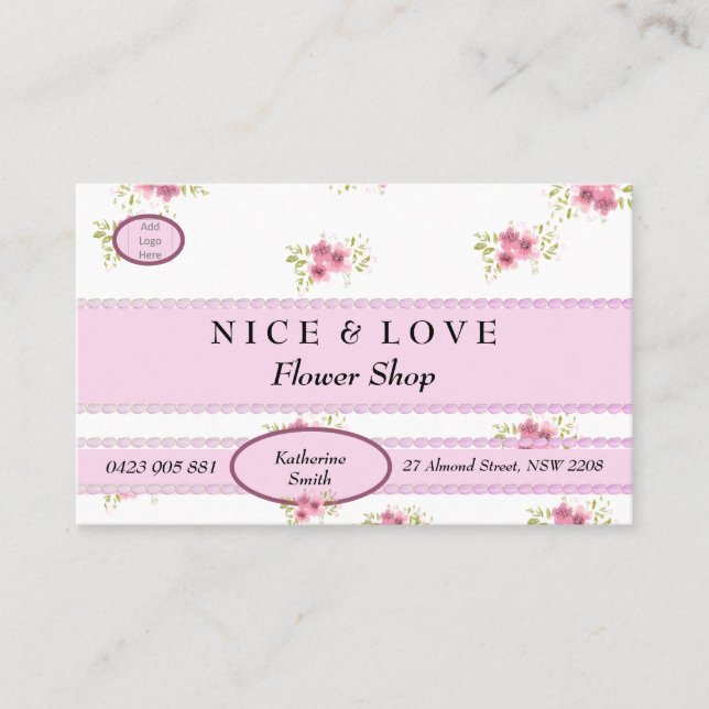 Flores rosa Cartão de visita de Compro personaliza (Frente)