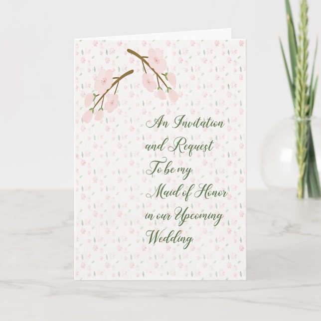 Flores Rosa de Convite à madrinha de casamento (Frente)