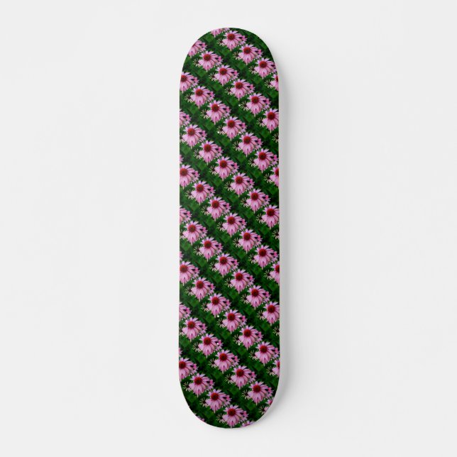 flores rosa de echinacea no skate verde (Frente)