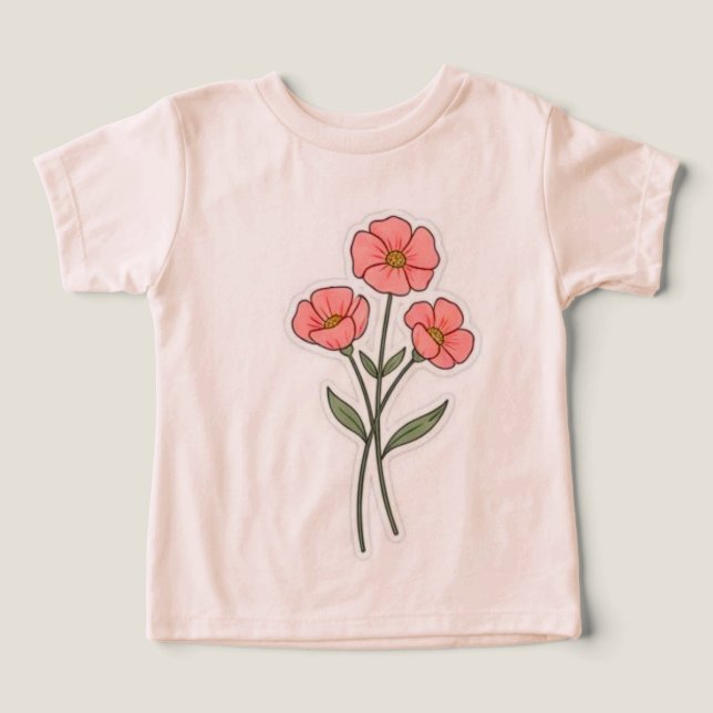 Flores Rosa Delicadas - Camiseta Minimalista (Design frontal)