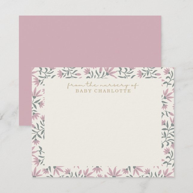 Flores rosa | do berçário do cartão (Frente/Verso)