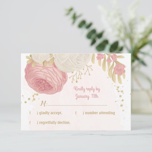 flores rosa e brancas - rsvp botânico (Em pé/Frente)