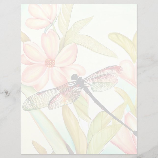 Flores rosa e libélula (Frente)