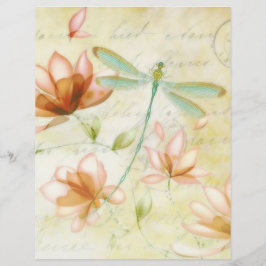 Flores rosa e papel origami de libélula