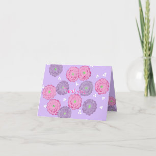 Flores rosa e roxa Obrigado Cartões Aniversário