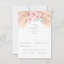 Flores Rosa Esbranquiçadas RSVP de Casamento Exóti
