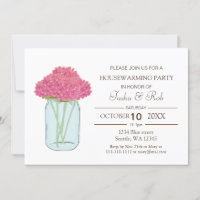 Flores Rosa Mason jar Convite para Agitação Famili