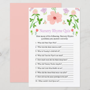 Flores Rosa Nursery Rhyme jogo de chá de fraldas 