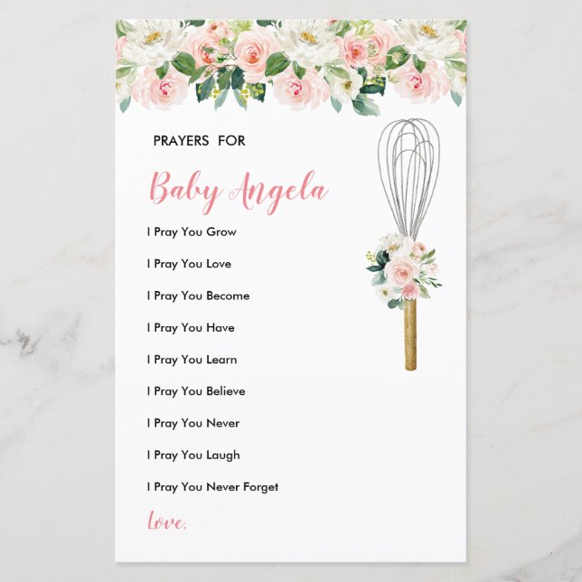 Flores Rosa Orações para Bebê Verde Floral (Frente)