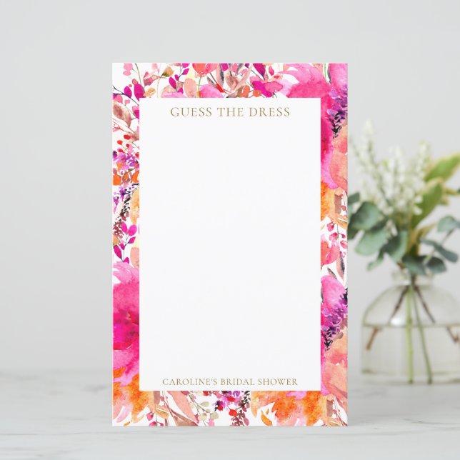 Flores Rosa Personalizadas Adivinham o Jogo da Bri (Em pé/Frente)