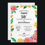 Flores Rosa Quente Vibrantes Surpreendem Convites<br><div class="desc">Elegante aquarela de vibrantes flores cor-de-rosa-quente, botões amarelos e folhas verdes, perfeito para QUALQUER convites de festas de aniversários ETÁRIO! Se você preferir papéis mais espessos / Término da Matriz, talvez considere escolher o tipo de papel correspondente. **TIP: Clique no botão PERSONALIZAR (ou personalize outro link ao personalizar) para adicionar,...</div>