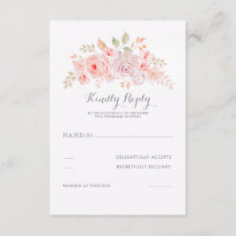 Flores Rosa Suaves RSVP de Casamento Moderno Elega